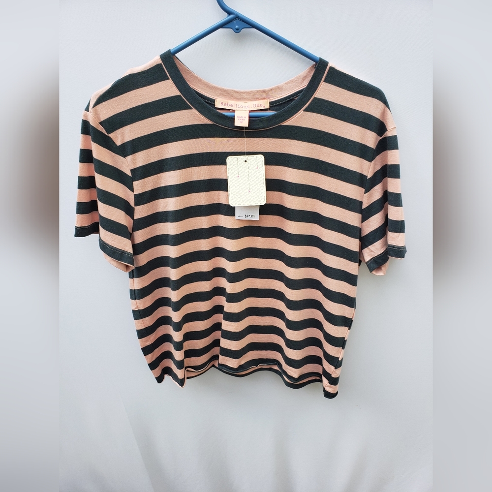 Rebellious One Stripped Top Size Medium New With Tags
